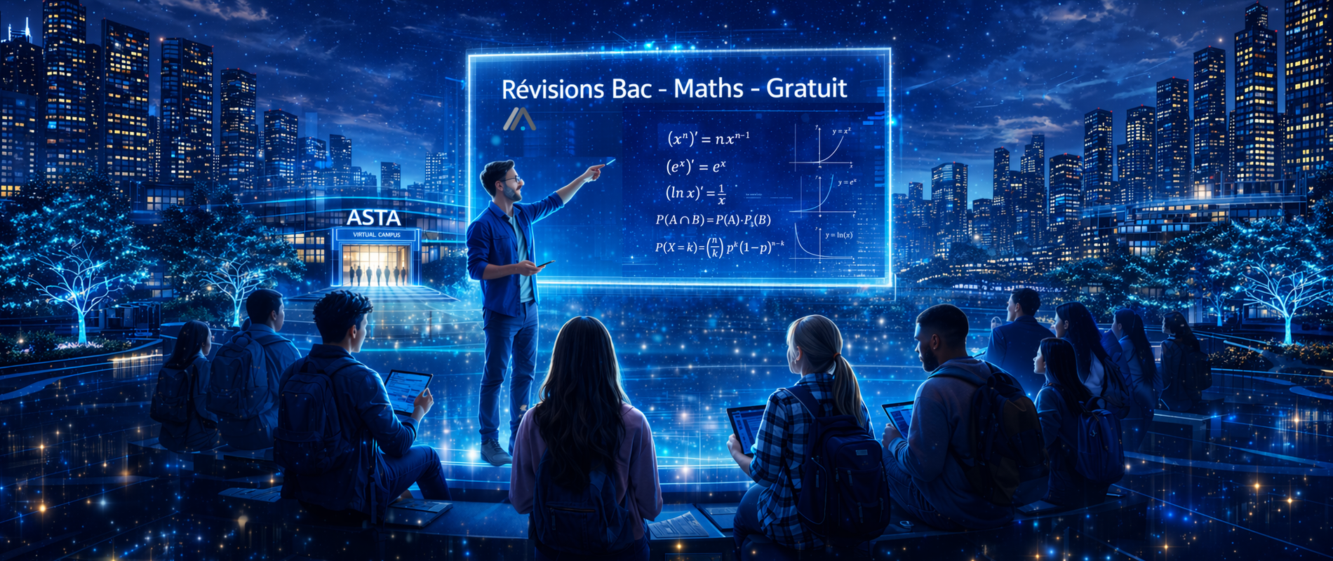 Illustration virtuelle des cours de révisions de mathématiques.