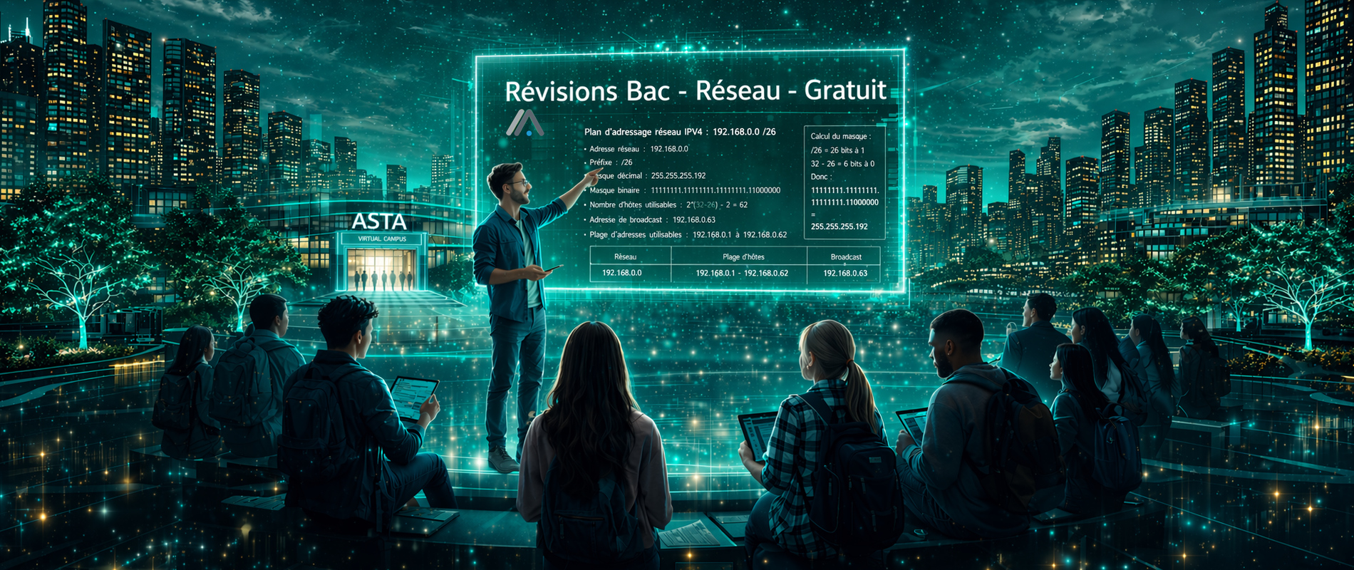 Illustration virtuelle des cours de révisions de réseau.